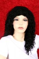 Schwarze, lockige Echthaarper�cke f�r Damen aus Indian Remy Hair, handgekn�pft
