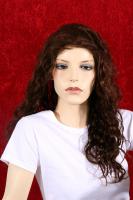 Braune, lockige Echthaarper�cke f�r Damen aus Indian Remy Hair, handgekn�pft