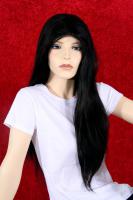 Schwarzbraune, lange Indian Remy Hair Per�cke, handgekn�pft