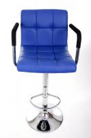 Designer Barstool blue height adjustable with padded backrest and removable armrest - 