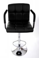 Designer Barstool  black height adjustable with padded backrest and removable armrest – 