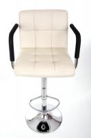 Designer Barstool  creme-coloured height adjustable with padded backrest and removable armrest – 