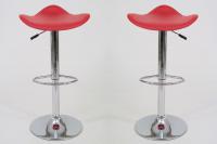 2 x Designer Barstool red height adjustable, ergonomically shaped seat - 