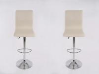 2 x Barstool creme height adjustable with backrest swivel seat top - 