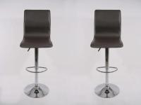 2 x Barstool brown height adjustable with backrest swivel seat top - 
