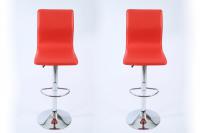2 x Barstool red height adjustable with backrest swivel seat top - 