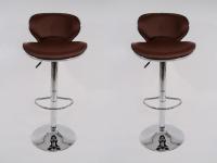 2 x Designer Barstool brown padded height adjustable by gas lift action - 