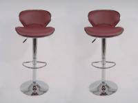 2 x Designer Barstool winered padded height adjustable by gas lift action - 