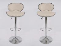 2 x Designer Barstool creme padded height adjustable by gas lift action - 