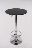 Bistro-Tisch schwarz, Holzplatte rund, PVC-beschichtet, h�henverstellbar, Fu�st�tze- 