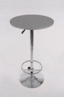 Bistro-Tisch silber, Holzplatte rund, PVC-beschichtet, h�henverstellbar, Fu�st�tze- 