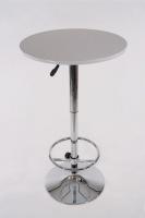 Bistro-Tisch wei�, Holzplatte rund, PVC-beschichtet, h�henverstellbar, Fu�st�tze- 