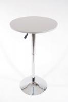 Bistro-Tisch wei�, Holzplatte rund, PVC-beschichtet, h�henverstellbar- 