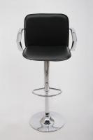 Design Barstool black height adjustable with padded backrest and chrome plated armrest - 