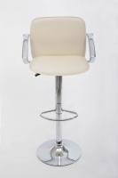 Design Barstool creme-coloured height adjustable with padded backrest and chrome plated armrest - 