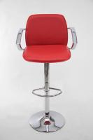 Design Barstool red height adjustable with padded backrest and chrome plated armrest - 