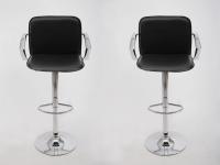 2 x Design Barstool black height adjustable with padded backrest and chrome plated armrest - 