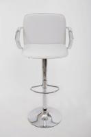 Design Barstool white height adjustable with padded backrest and chrome plated armrest - 