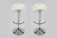 2 x Barstool white height adjustable ergonomically shaped design - 