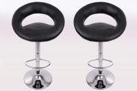 2 x Designer Barstool  black padded height adjustable by gas lift action - 