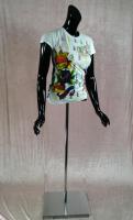 Black shining half female mannequin with iron base
