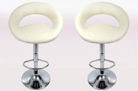2 x Designer Barstool  creme-coloured padded height adjustable by gas lift action - 