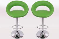 2 x Designer Barstool green padded height adjustable by gas lift action - 