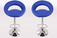 2 x Designer Barstool blue padded height adjustable by gas lift action - 