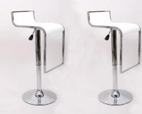 2 x Barstool  white height adjustable by gas lift action –