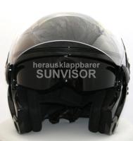 Jet Helmet, Motorcycle Helmet, Sunvisor - Black, Size XL