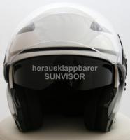 Jet Helmet, Motorcycle Helmet, Sunvisor - Silver, Size S