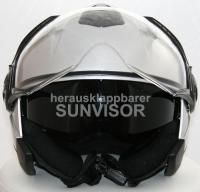 Jet Helmet, Motorcycle Helmet, Sunvisor - Silver, Size XXL