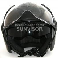 Jet Helmet, Motorcycle Helmet, Sunvisor - Dull Black, Size L