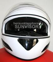 Integral Helmet, Motorcycle Helmet, Sunvisor - White, Size M