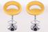 2 x Designer Barstool yellow padded height adjustable by gas lift action - 