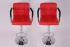 2 x Designer Barstool red height adjustable with padded backrest and removable armrest - 