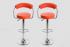 2 x Designer Barstool orange height adjustable by gas lift action –