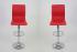 2 x Barstool red height adjustable with padded and stitched backrest - 