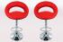 2 x Designer Barstool red padded height adjustable by gas lift action - “Clemens“
