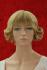 blond curled short hair wig with brown streaks