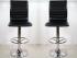 Barstool black height adjustable with padded and stitched backrest - 