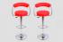 2 x Designer Barstool  red height adjustable by gas lift action – 