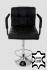Designer Barstool  black GENUINE LEATHER height adjustable with padded backrest and removable armrest - 