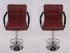 2 x Designer Barstool weinred GENUINE LEATHER height adjustable with padded backrest and removable armrest - 