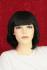Black mediumlong wig with bangs