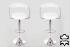 2 x Designer Barstool  white REAL LEATHER height adjustable by gas lift action – 