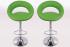 2 x Designer Barstool green padded height adjustable by gas lift action - 