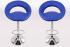 2 x Designer Barstool blue padded height adjustable by gas lift action - 
