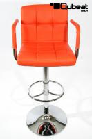 Design Barhocker B-WARE orange hhenverstellbar mit gepolsterter Rckenlehne und abnehmbarer Armlehne - 