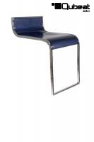 2x Blauer Barhocker Sitz aus Kunststoff mit Design Chromfusttze Sitzflche Lehne Barhockersitz